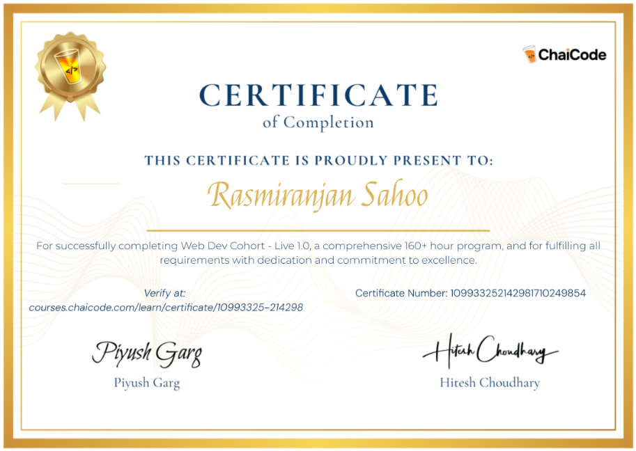 Chai Code - Web Development Certificate